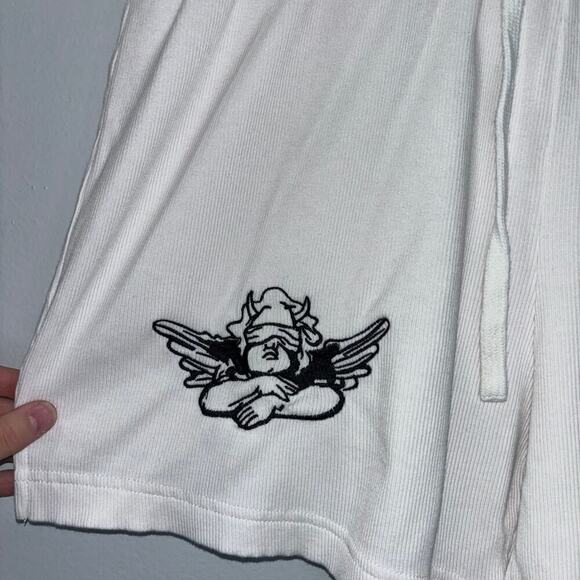 Boys Lie Rebel Drawstring White Shorts – Size Medium Loungewear Comfy Edgy Short - Picture 9 of 15